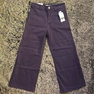 Zara Women’s Purple The Marine Straight Wide Leg Jeans